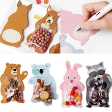 Животные 10 шт./лот детский душ день рождения красивые Подарочные сумки конфеты сумки печенья медведь коробка конфет поздравительные открытки популярный кролик