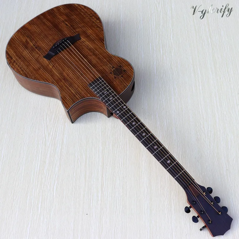 Ручная работа полная hickory деревянная высококачественная акустическая гитара с эквалайзером с тюнером/отличный звук гитары ra elétrica d