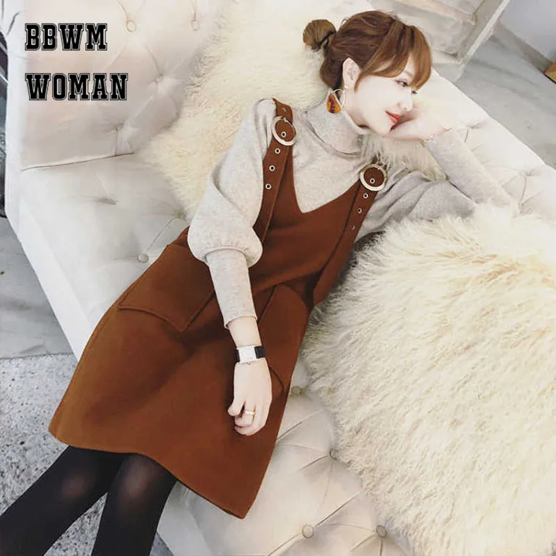 

2019 Small Fragrance Suspender Women Dress Autumn Fashion Plus Size Female Dresses