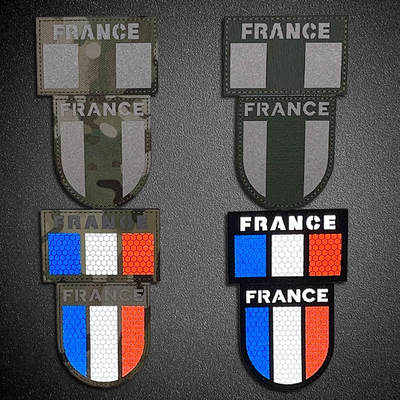 Écusson brodé avec drapeau de la France nationale - Écusson brodé - Morale  française - Armée militaire - Applique à coudre - Crochet de fixation au