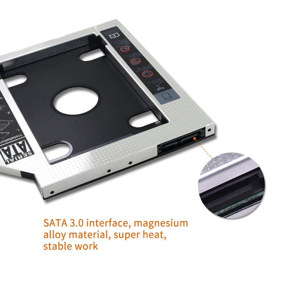 HDD Caddy Aluminum SATA 3.0 2.5" SSD CD DVD to HDD Enclosure