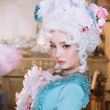 Marie Antoinette Принцесса средний кудрявые волосы косплей парики(без головных уборов)+ парик колпачок