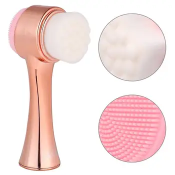 

Silicone Blackhead Brush Face Cleaner Double-sided Facial Brush Manual Face Cleansing Brush Blackhead Pore Cleansing Brush
