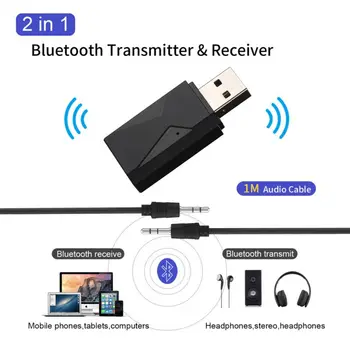 

Strong signal Bluetooth 5.0 Adapter Audio Transmitter Receiver 3.5mm AUX Jack Wireless Adapter