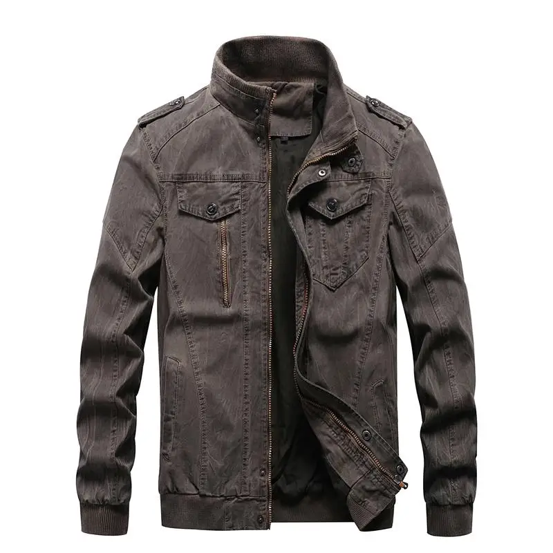 

coat men 2019 Vintage Military Denim Jacket Men Brand Bomber Jackets Male Big Size M-6XL Stand Collar Slim Fit Jaqueta coats 5XL