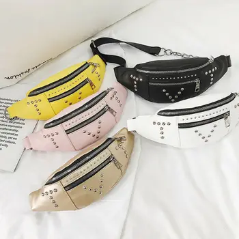 

Women Fanny Pack Shiny Leather Pouch Belt Waist Phone Pocket Bum Bag Small Purse