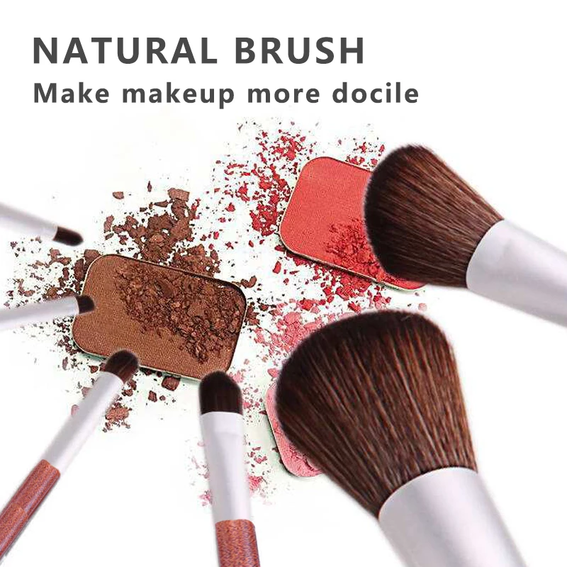 

12 professional makeup brushes with animal hair, wooden handle, makeup students, personal use wool makeup brushes