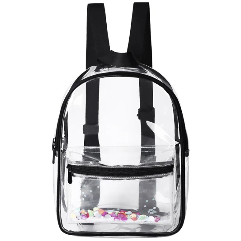 

Fashion Lady Backpack Transparent Black Wild Student Bag Youth Backpack