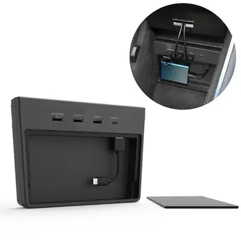 

5 in 1 Matedock Hub 2 USB-A Interface Hub Expansion Magnetic Cover Hidden Storage Hub Box for Tesla Model 3