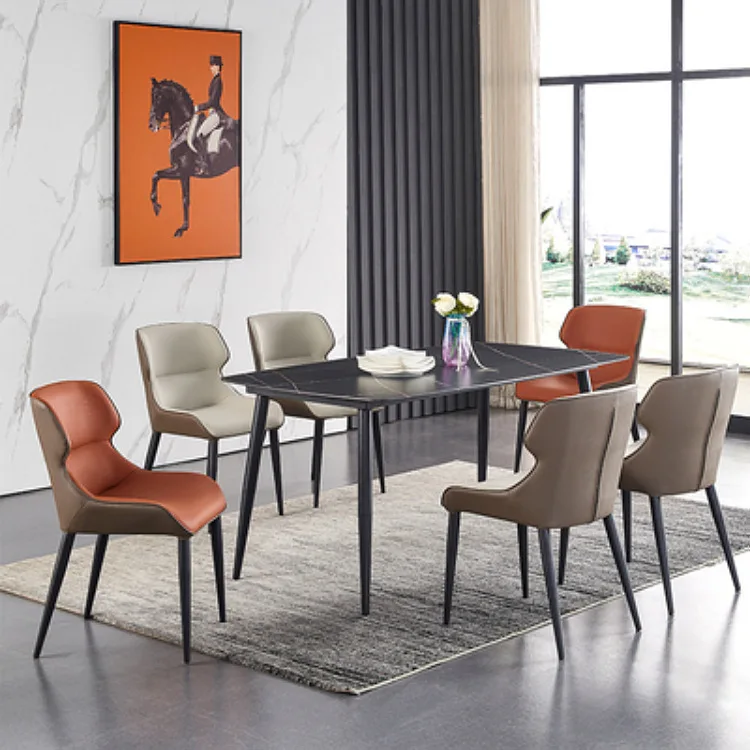 Modern Simple Dining Chairs Family Nordic Luxury Back Chair Italian Hotel Restaurant Creative Leather Chair Dining Table