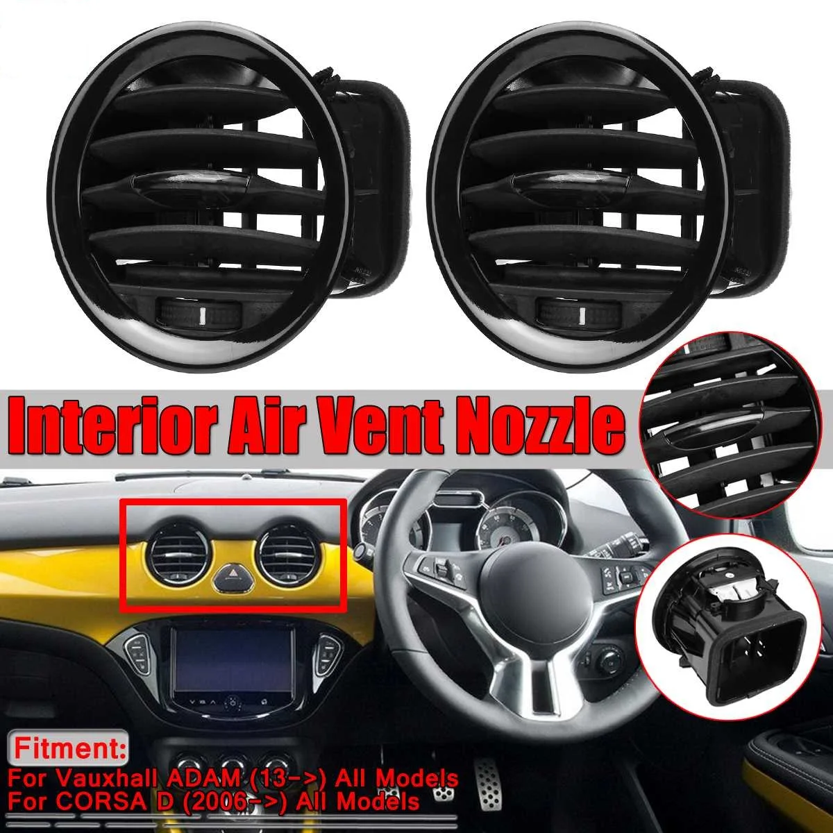 2PCS Car Interior Heater A/C Air Vent Cover Outlet Grille For Vauxhall Opel ADAM/CORSA D MK3 Conditioning Vents Trim Covers | Автомобили и