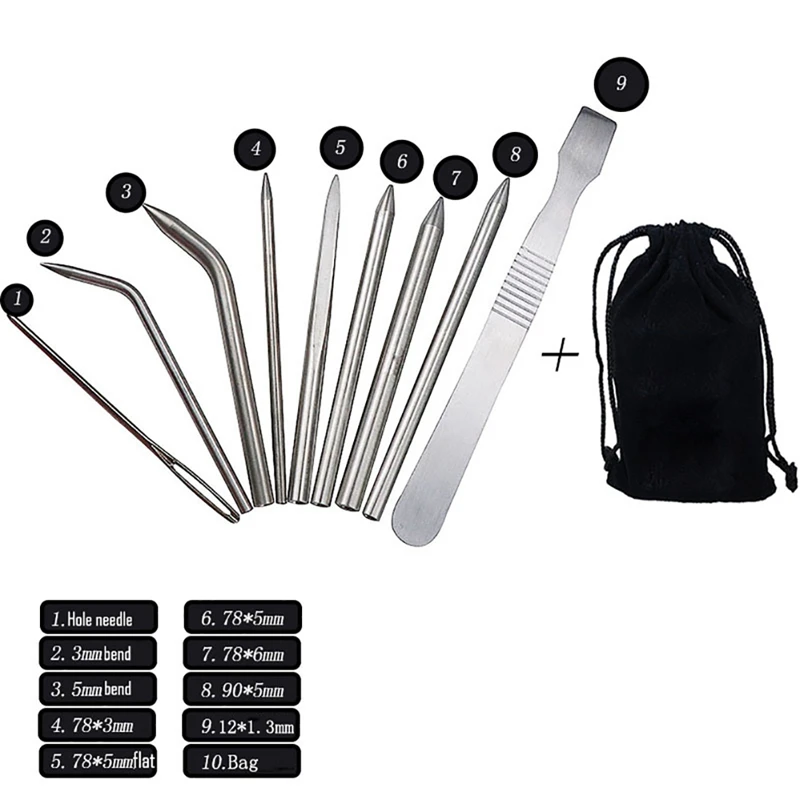 

9pcs/set Paracord Stitching Needles Set Stainless Steel Lacing Smoothing DIY Tool For Bracelet Laces Strings... AHPU