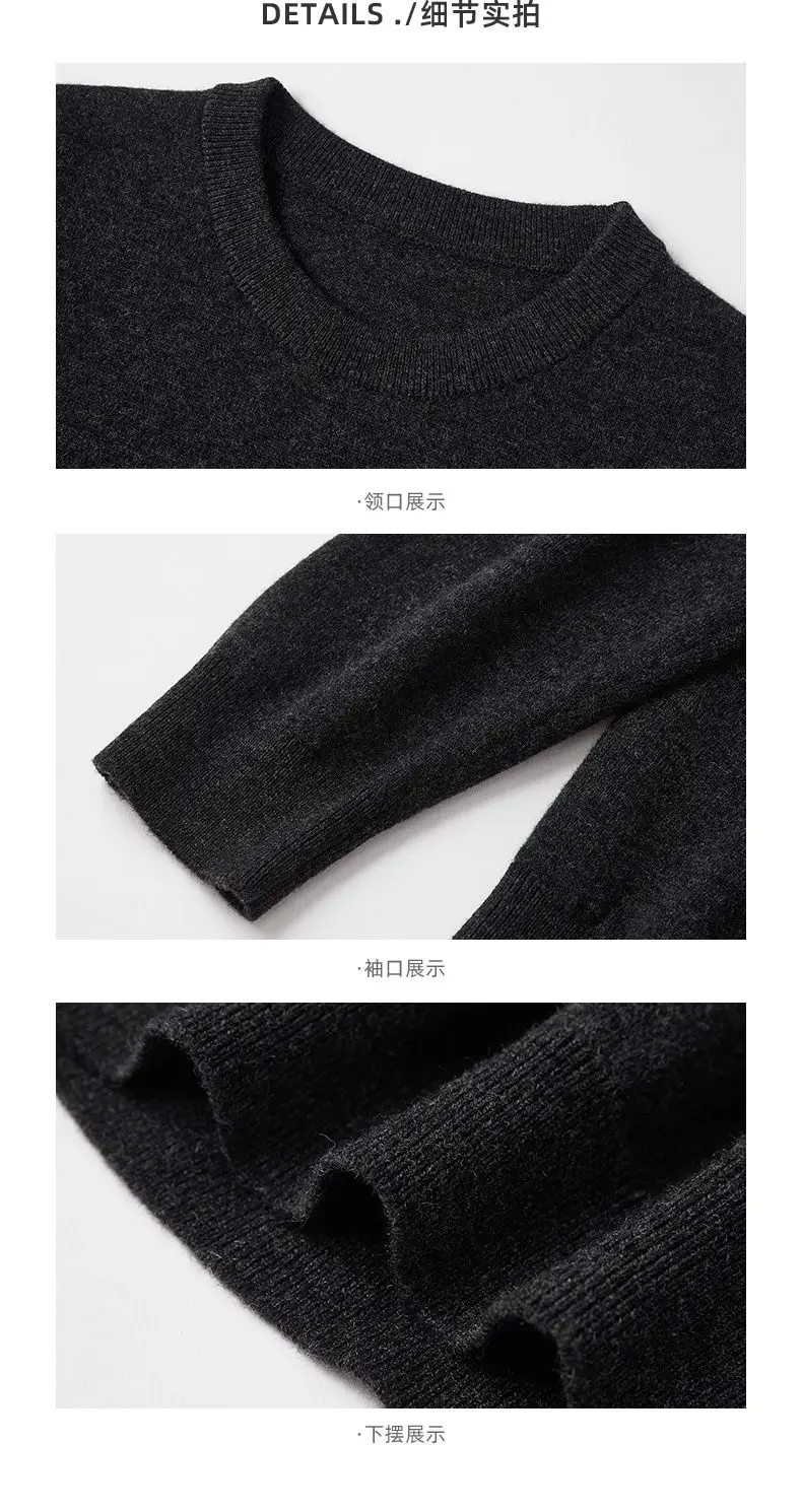 6Colors Sweater Pullovers Men 100% Merino Wool Sweater Jumpers Man Winter Warm Mercerizing Fleece Sheep woolen Male knitwear 4XL 09
