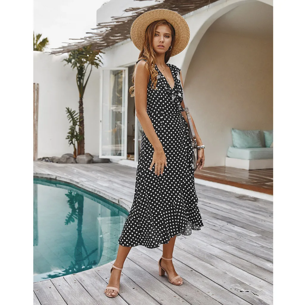 Женское пляжное платье с цветочным принтом Boho длинное Повседневное Платье макси