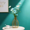 Nordic Simple Golden Glass Vase Hydroponic Plant Flower Vase Iron Geometric Glass Test Tube Metal Plant Holder Modern Home Decor 2