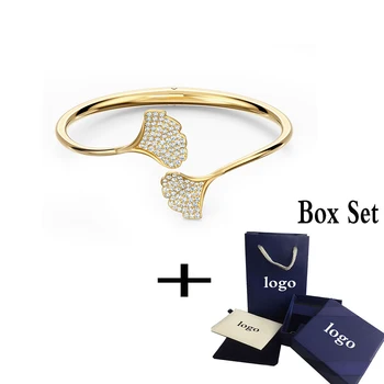 

MULIER2020 Fashion SWA New STUNNING GINKO bracelet with two delicate ginkgo leaf decorations Bracelet Women Elegant Romance Gift