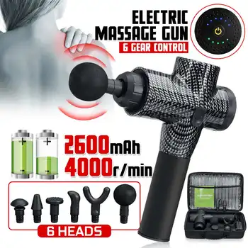 

4000r/min Therapy Massage Guns 5 Gears Muscle Massager Pain Sport Massage Machine Relax Body Slimming Relief 6 Heads With Bag