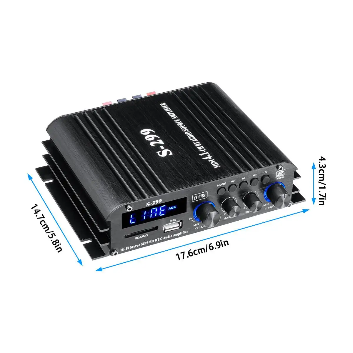 1600W 4.1 Channel bluetooth Stereo Hifi Car Home Theater Amplifiers Sound Audio Amplifier Car Sound Speaker Digital Amplifiers streaming amplifier