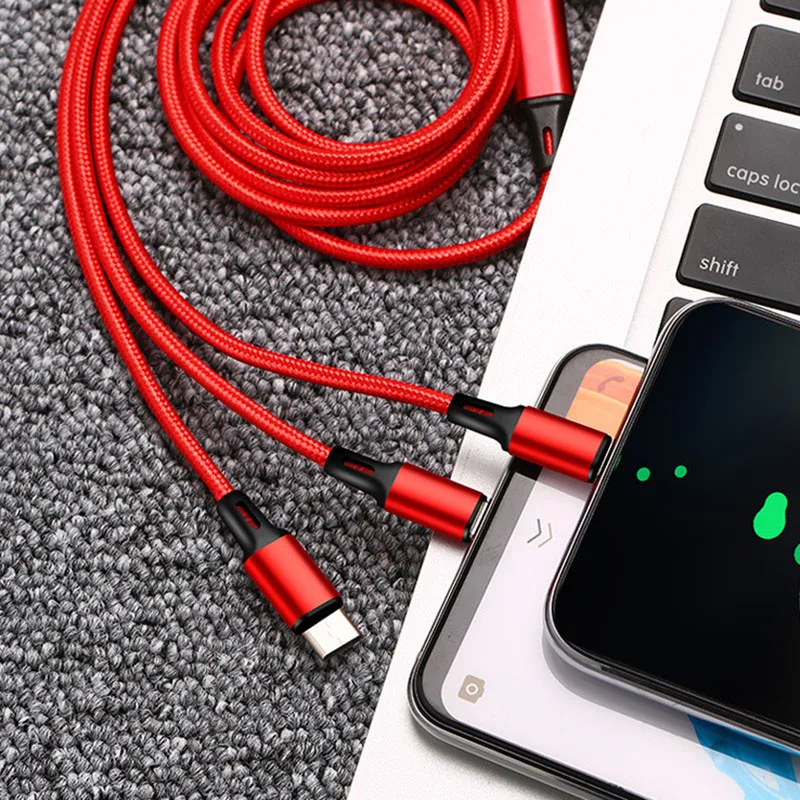 3 в 1 мобильный телефон кабели USB зарядное устройство кабель для Samsung Huawei Xiaomi OPPO VIVO