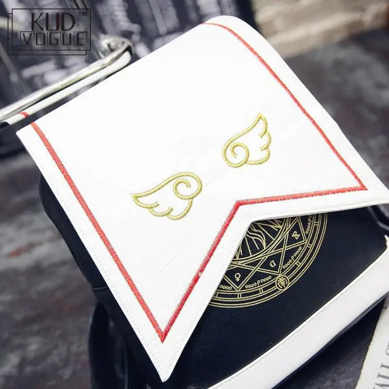 Kawaii Рюкзак PU женский рюкзак с крыльями ангела аниме карты Captor Sakura мини Cardcaptor Sakura печать Школьные Сумки Sac 8446