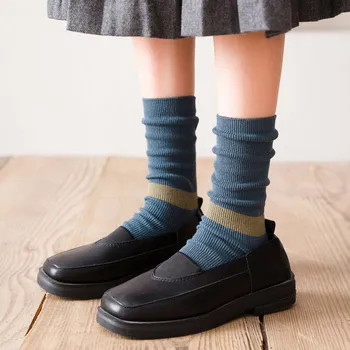 

Japanese Fashion Solid Woman Socks Autumn Winter High Quality Cotton Long Socks for Women Harajuku Vintage Streetwear Crew Sock