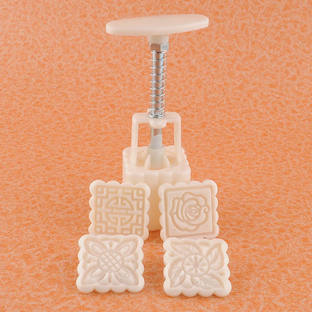 Hot Moon cake Cake Fondant Pastry Decorating Mold Mould tool set with 4 Stamps