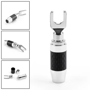 

Areyourshop 1PC Copper Rhodium Plated Y Fork Carbon Fiber Audio Amplifier Y-shaped Clip