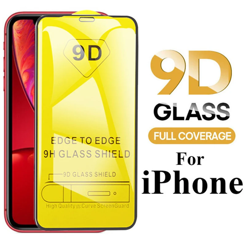 

10pcs/lot 9D Tempered Protective Glass for iPhone 11 Pro Max XR X XS Max 7 Screen Protector foriPhone 11 Pro Max XR X XS