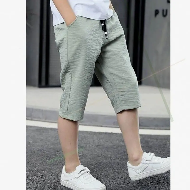 Boys Linen Cotton Shorts Knee Length 3-10Year Children Teenager Summer boys pants,kids pants