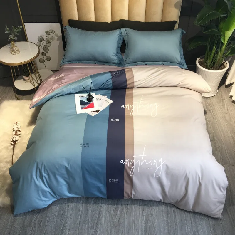 Черные белые листья хлопок спальня пододеяльник постельное белье простыня/Простыня на резинке, наволочка queen King Размер 4 шт - Цвет: 15