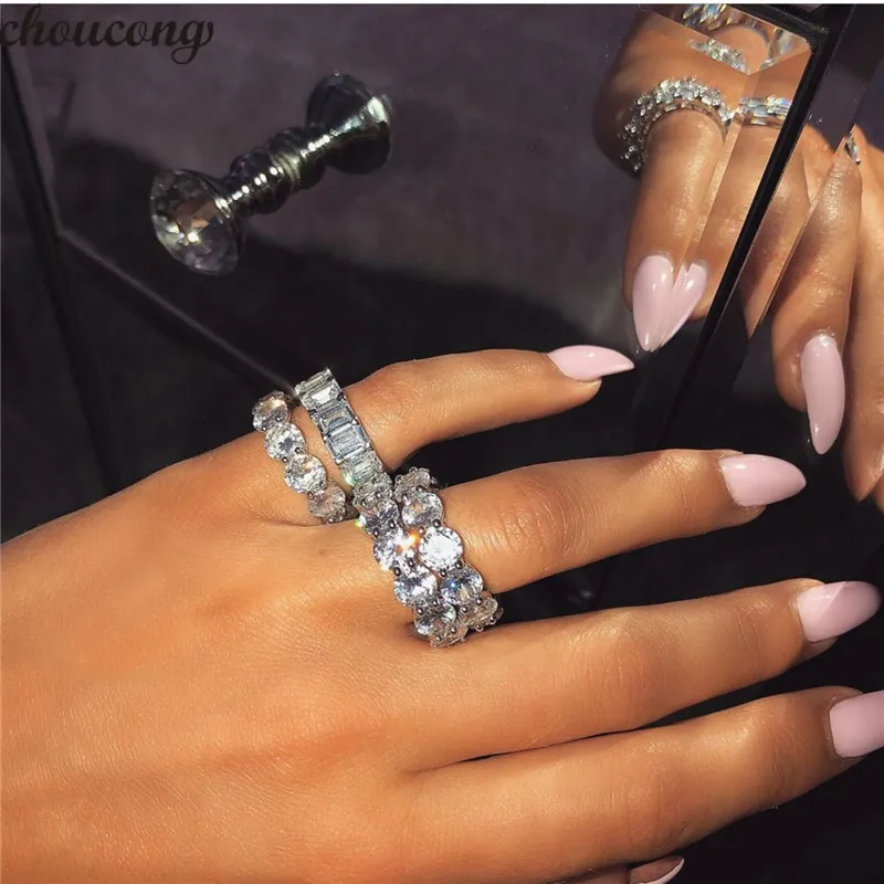 Choucong Eternity Statement ring AAAAA cz камень серебро 925 пробы обручальное кольцо кольца для