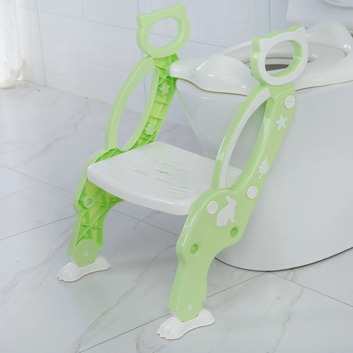 Детское горшок обучающее сиденье Детский горшок детское сиденье для унитаза с регулируемая лестница детский Туалет Обучение Складное Сиденье - Цвет: Зеленый