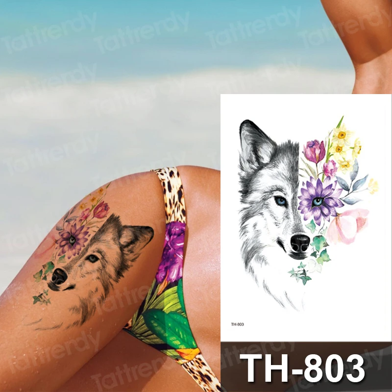 Tribal Wolf Tijdelijke Tatoeages Voor Mannen Arm Borst Fake Tattoo Waterdicht Realistische 3D Flash Tatoo Papier Vos|Temporary Tattoos| - AliExpress