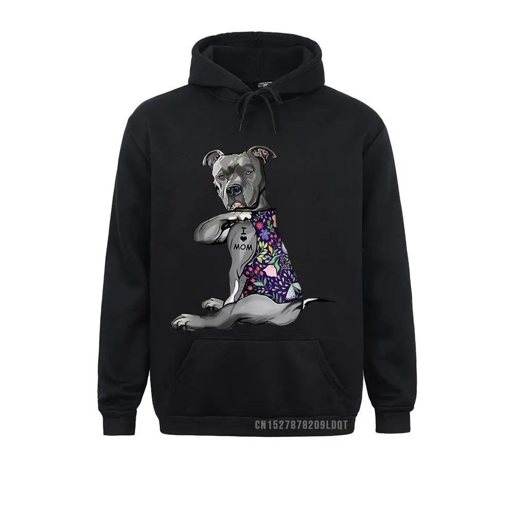 Party Long Sleeve Hoodies Fall Funny  Hoods Men Sweatshirts I Love Mom Funny Pitbull Dog Tattoo Flower Mother's Day T-Shirt__B9635 I Love Mom Funny Pitbull Dog Tattoo Flower Mother's Day T-Shirt__B9635black