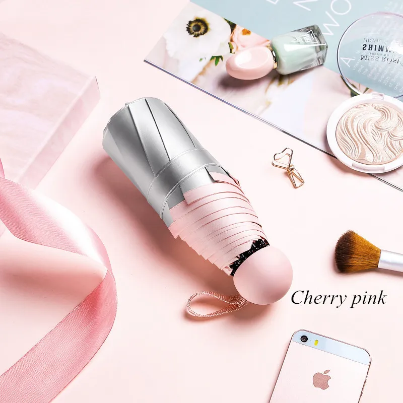 PALONY Pocket five fold mini umbrella silver glue sun protection uv protection windproof women's colorful folding mini umbrella