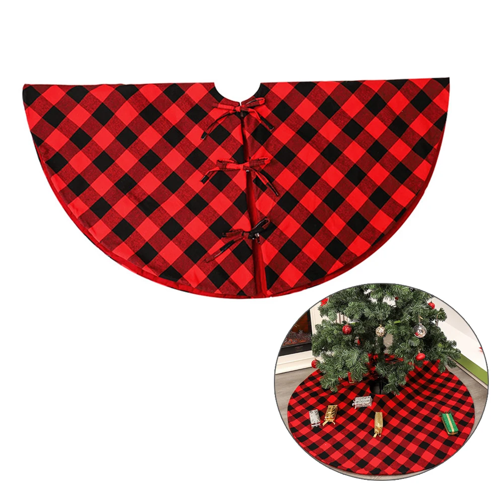 48inch Christmas Holiday Decorations Skirt Aprons Plaid Tree Red And Black Plaid Skirt New Year Xmas For Decors Carpet Wills S27
