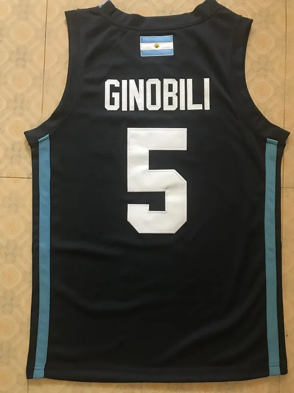 Новинка#5 Manu Ginobili Team Argentina темно-синяя баскетбольная майка Мужская сшитая на заказ футболка с номером