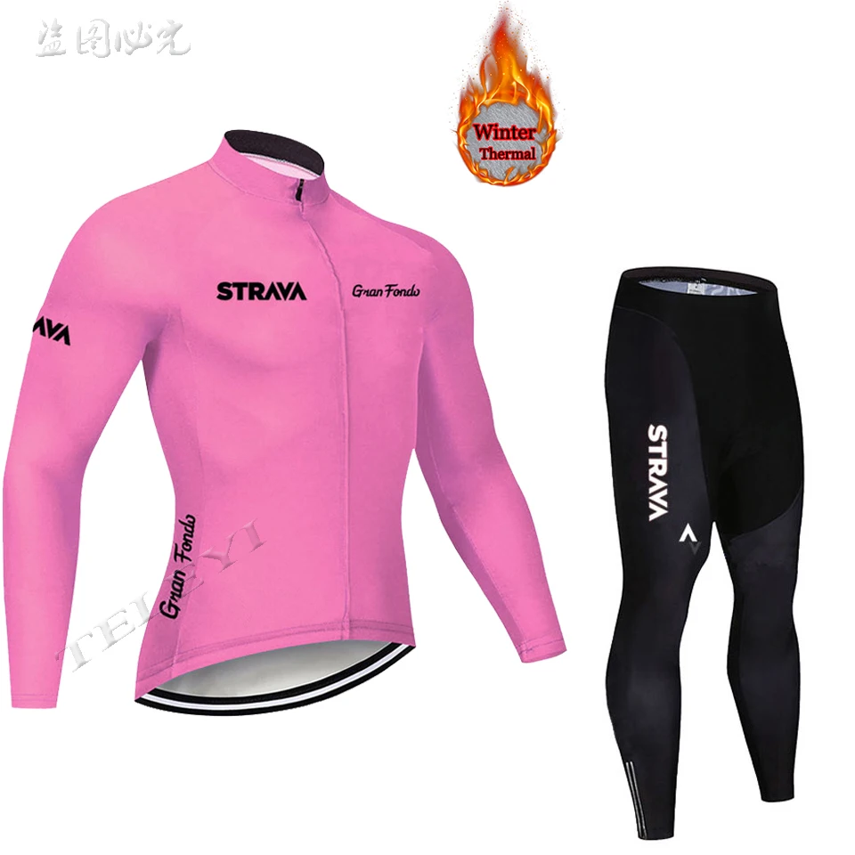15 2019strava Pro team, зимний комплект из Джерси с длинным рукавом для велоспорта, одежда для горного велосипеда, Теплая Флисовая одежда для велоспорта, Майо, Ropa Ciclismo - Цвет: 15