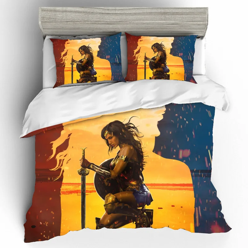 BS07-bedding-set Комплект постельного белья queen King size Wonder Woman хлопковый комплект постельного белья с принтом s пододеяльник простыни домашний текстиль наволочки постельное белье - Цвет: BS07-bedding-set