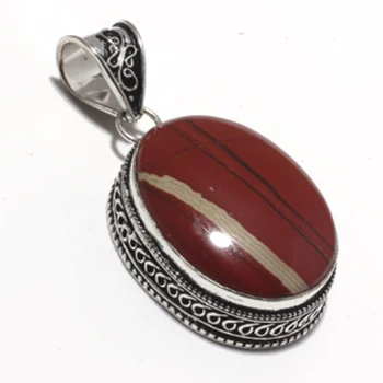 

Genuine Red Jasper Pendant Silver Overlay over Copper Jewelry , Hand made Women Jewelry gift , P8840