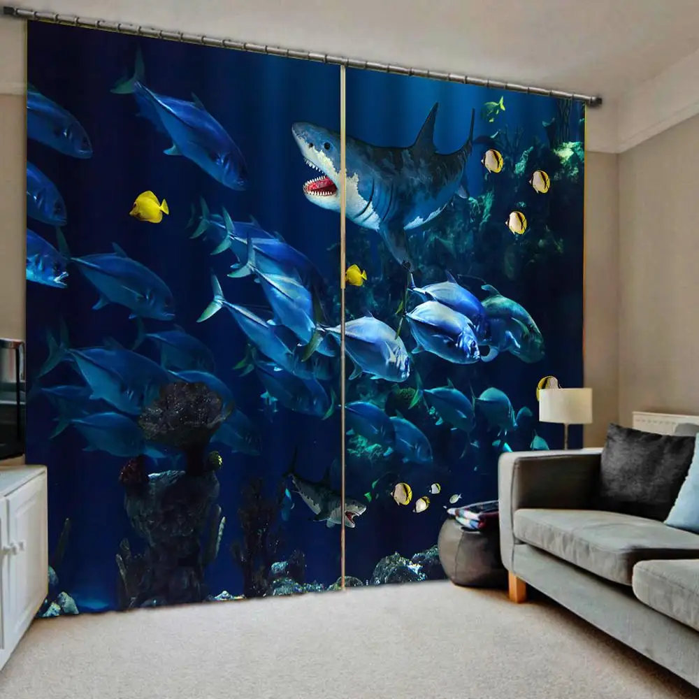 Шторы изготовленные на заказ Ocean world shark Decoration оконные шторы для гостиной спальни