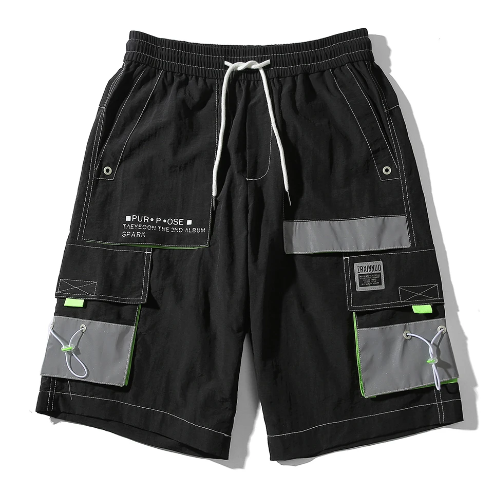 Men Streetwear Hip Hop Sweatshorts 2020 Summer New Shorts Color Block Pockets Korean Fashion Joggers Short Pants Cargo | Мужская одежда