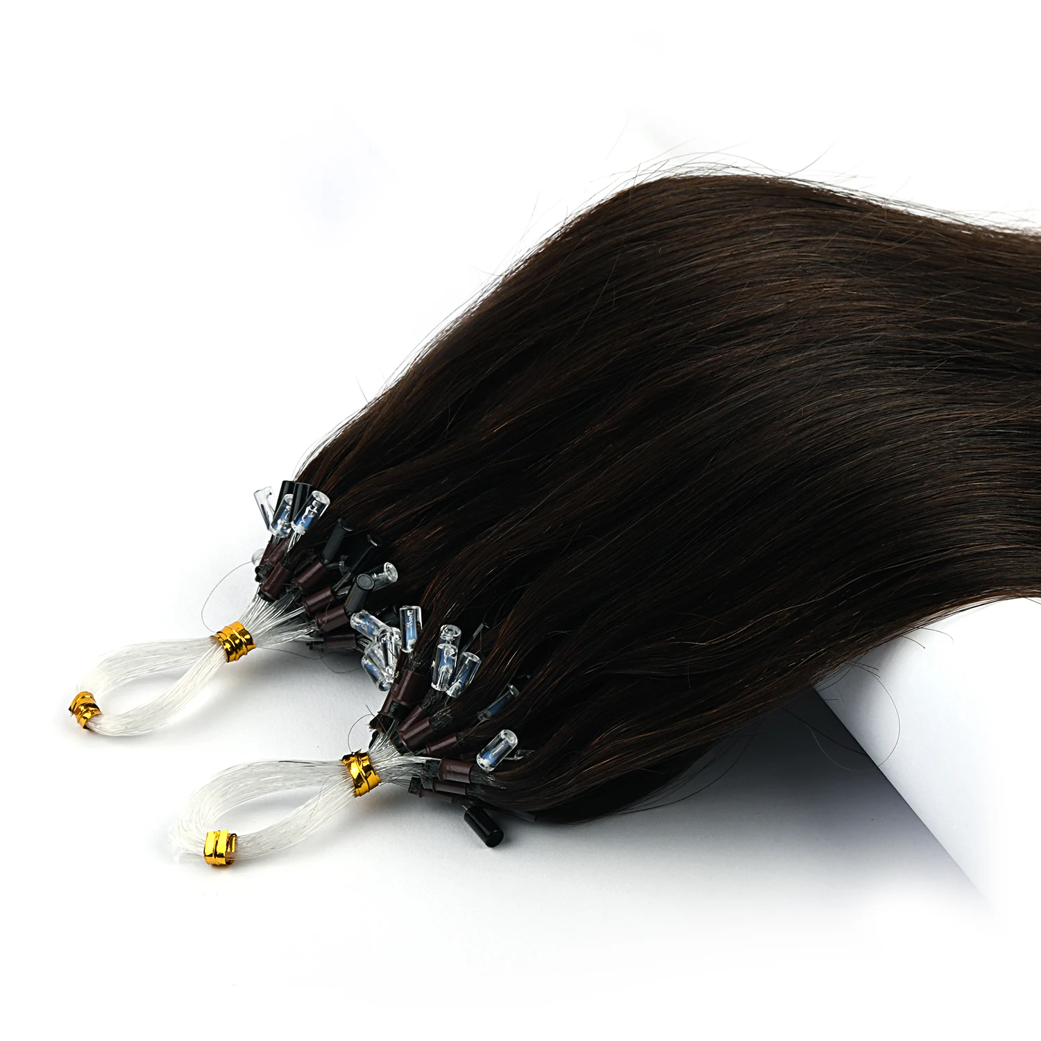 BILY Micro Loop 100% Real Human Hair Extensions Straight Machine Remy Micro Ring Beads Hair 16"-24" 1g/S Black Brown Color