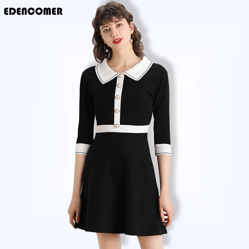 

Autumn Women's Clothing 2019 New Knitted Dress POLO Collar Temperament High Waist European and American Women's Dresses