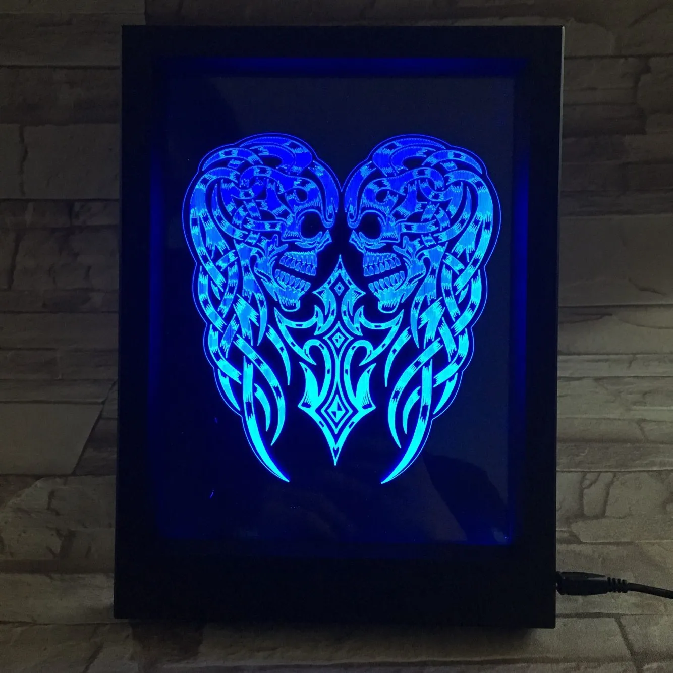 

Cool Gift Halloween Double Skull 3D Remote Control Gradient xiang kuang deng Decoration Bedside Lamp Factory Direct Selling