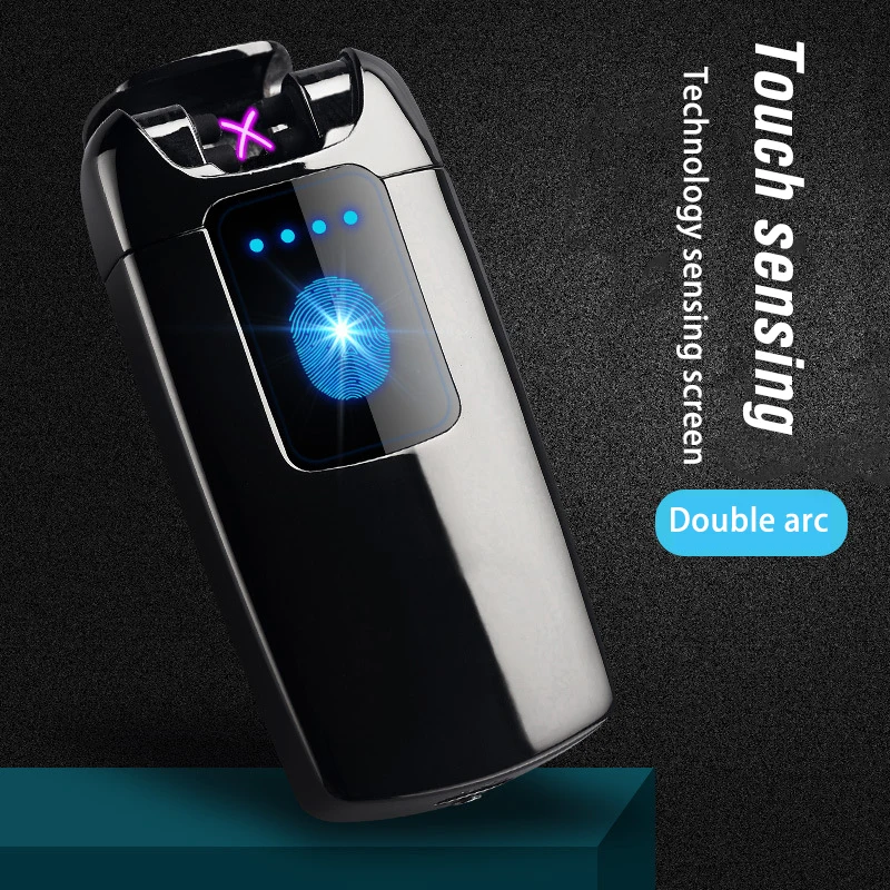 Новая двойная дуговая USB Электронная зажигалка для сигарет Сенсорное чувство