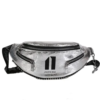 

Sequins Rivet Fanny Pack Feminina Waist Pack Women's Chest Waist Bag Hip Money Pouch Belt Sport Shoulder Bag Bum Bag 2019 New