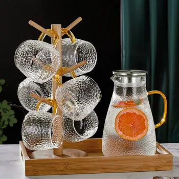 

1.8L Transparent Glass Teapot Set Hot Cold Water Jug Transparent Coffee Pot Home Water Kettle Heat-resistant Teapot Set