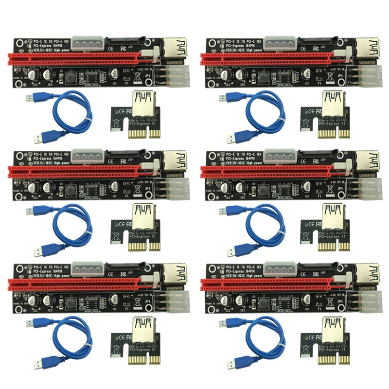 6 шт. 3 в 1 4 контактная плата для майнинга Molex PCI E контактный переходник SATA 60 см PCIE 1x