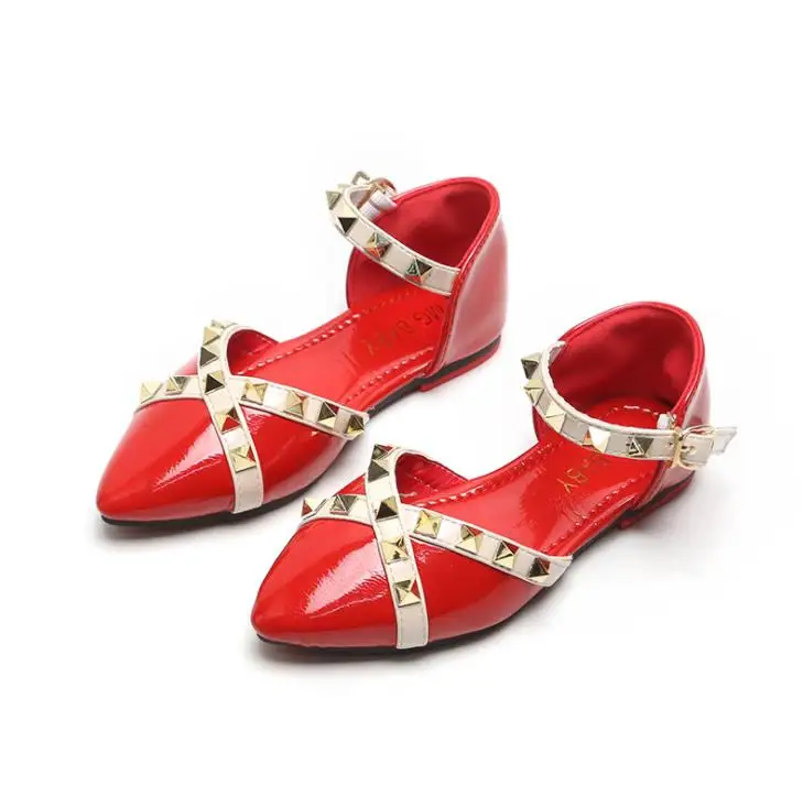 

Leather Children's Shoes Sandals Summer New Fashion Wedding Party Princess Shoes Girls Sandals Rivets Kids Roman Sandals